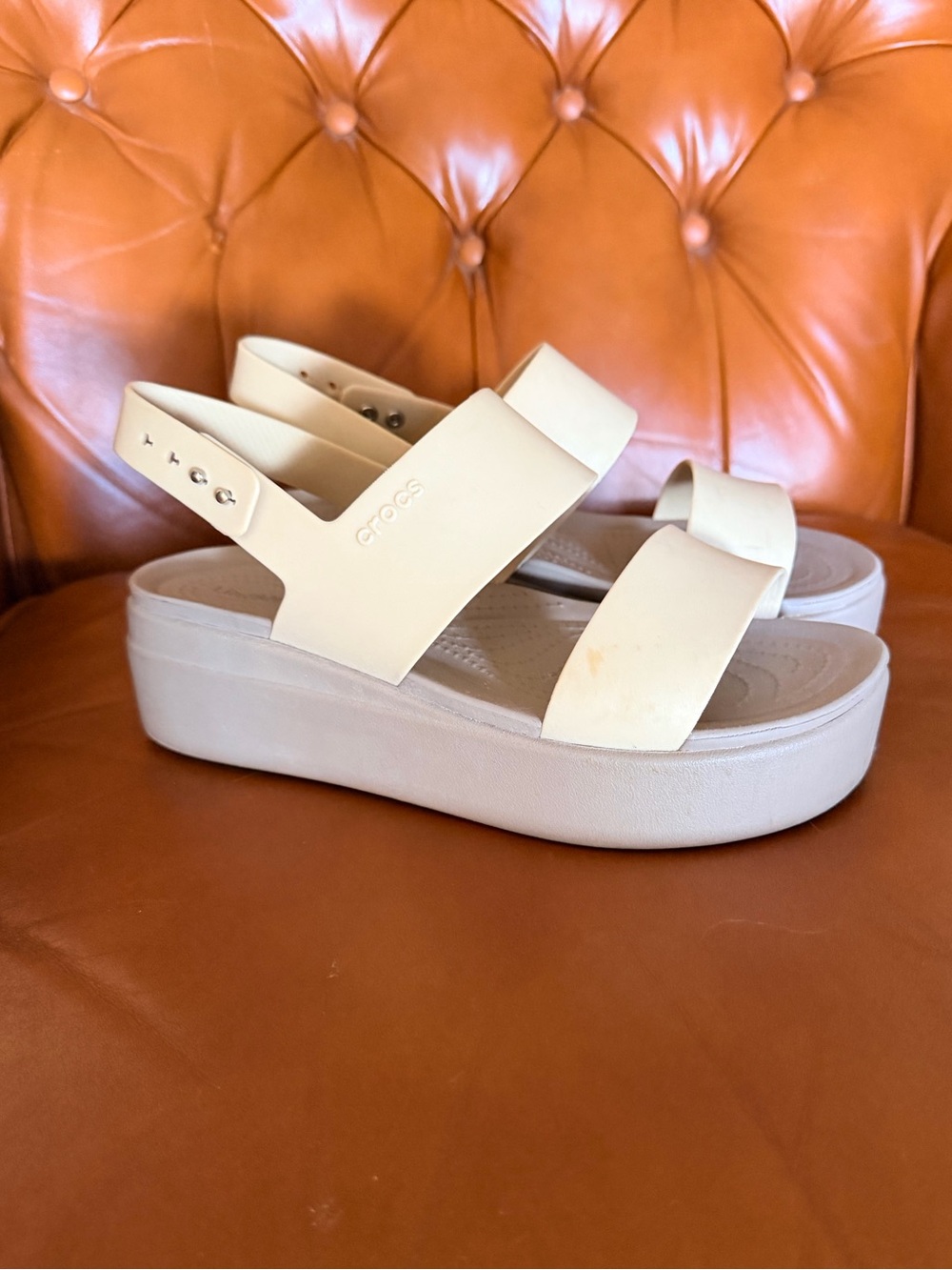 CROCS Women’s Platform Sandal in Light Beige